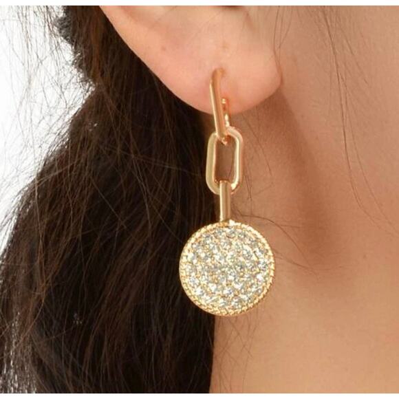 Chunky Chain Rhinestone Drop Earrings - Picture 2 of 2